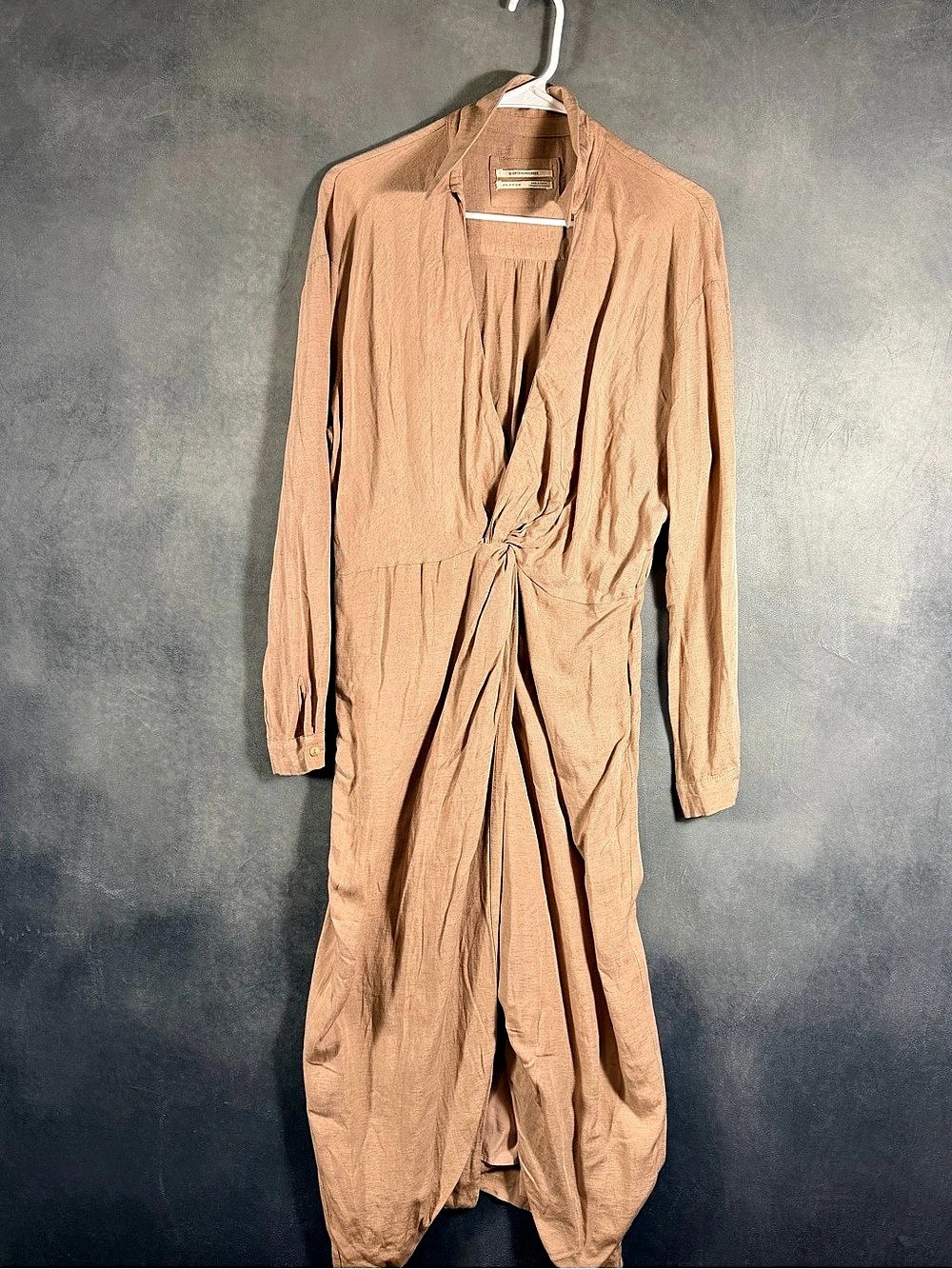 Anthropologie Linen Maxi Dress in Brown Size Medium Like New